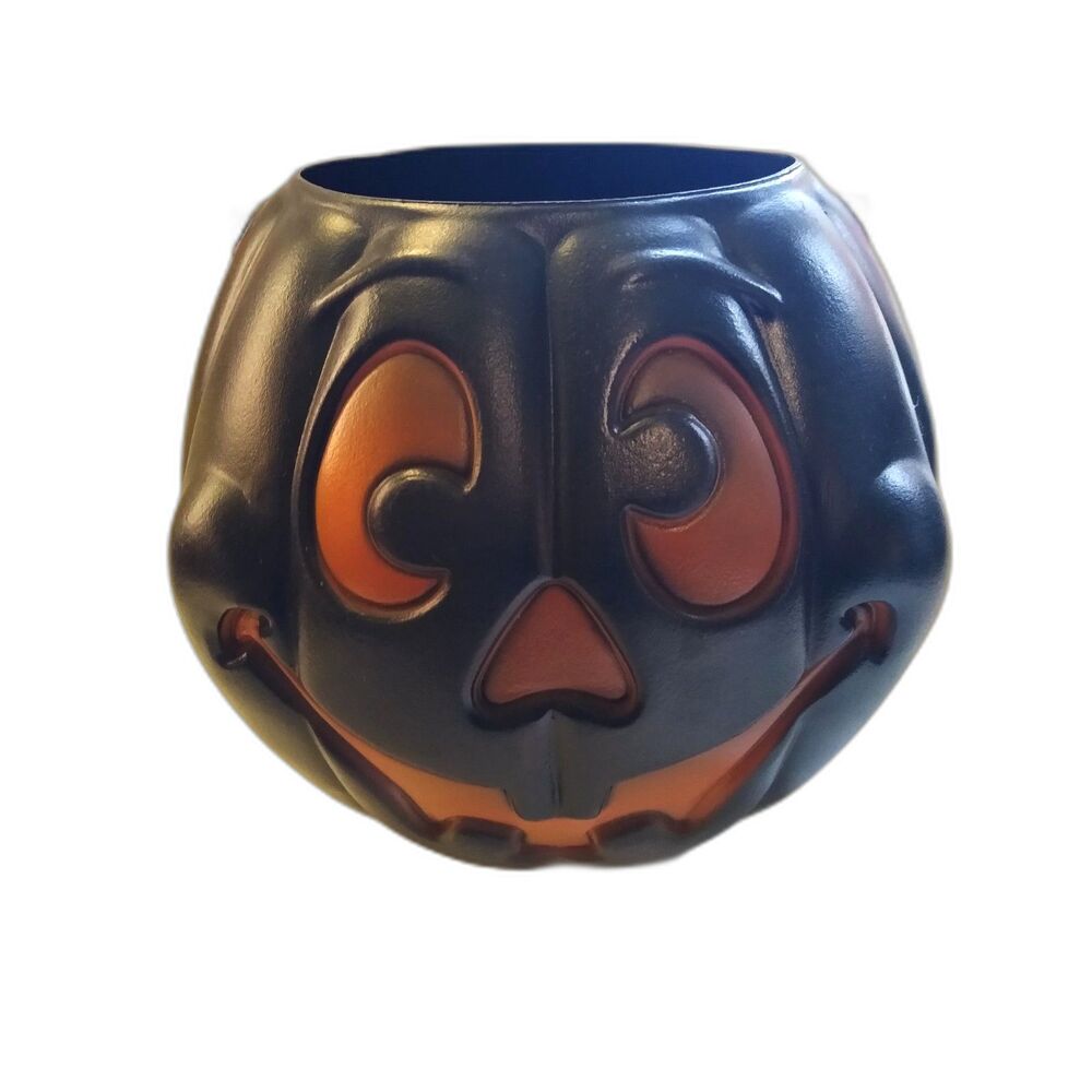 Black Orange JOL Pail Trick Treat Bucket Grand Venture 10" Halloween Pumpkin